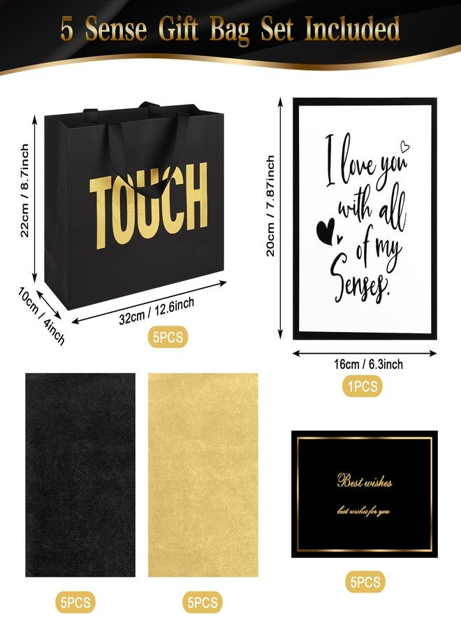 Draupnir 5 Senses Gift Bags for Him with Labels Party Decoration 5 Senses Gift Bags Comes with Birthday Decoration Rose Petals Happy Birthday Banner Balloons and Tissue Paper and Balloon Strap(Black Gold) - Image 2